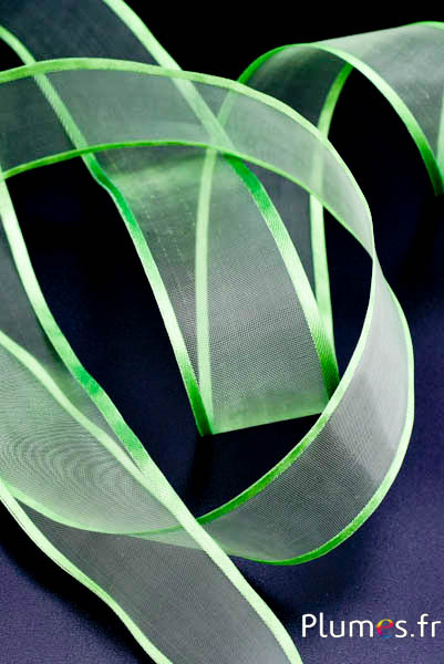 Organzaband mit Drahtkante - 100 x 4 cm - hellgrüun